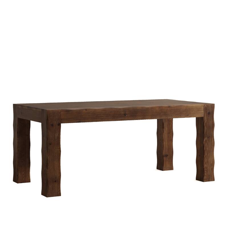 63" Solid Wood Dining Table for 4-6, Rectangle Farmhouse Kitchen Table