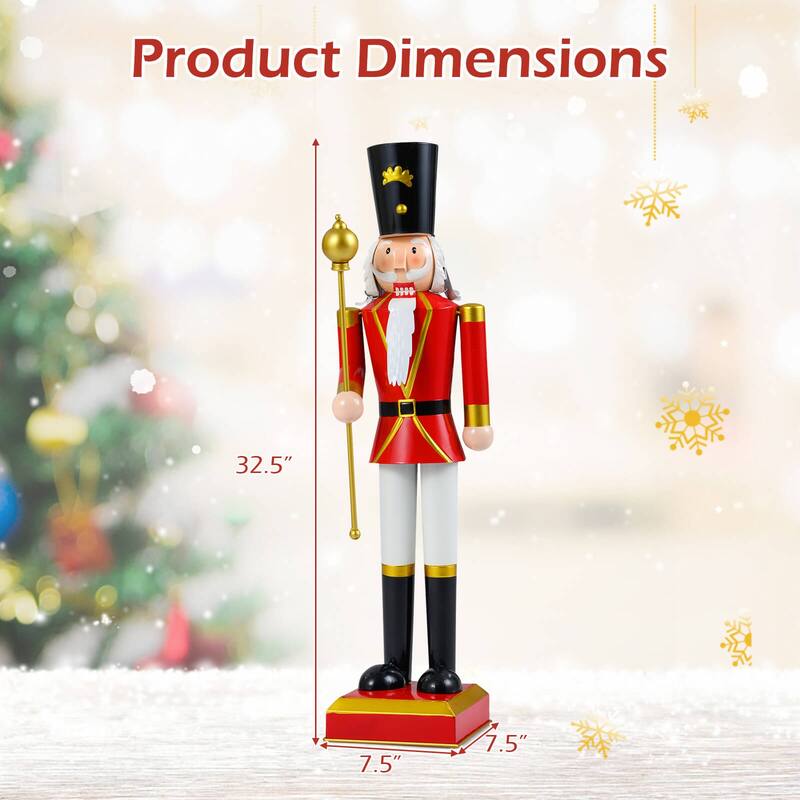 Costway 32.5” Christmas Nutcracker with High Hat & Beautiful Scepter, - See Details