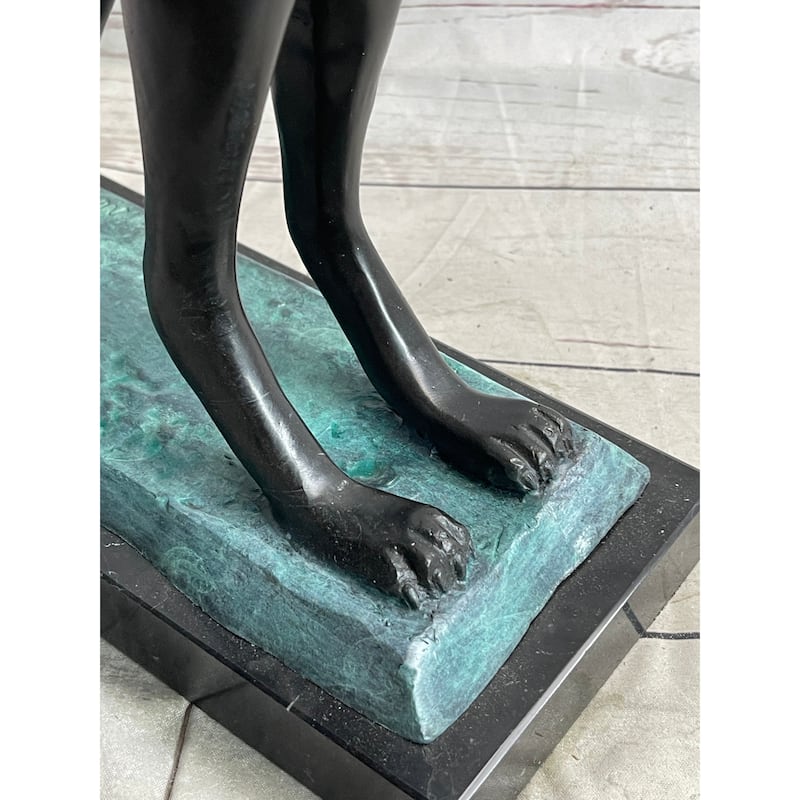 Standing Imitative Cat Holding Tray Business Card Holder Bronze Sculpture Statue Original Art Decor
