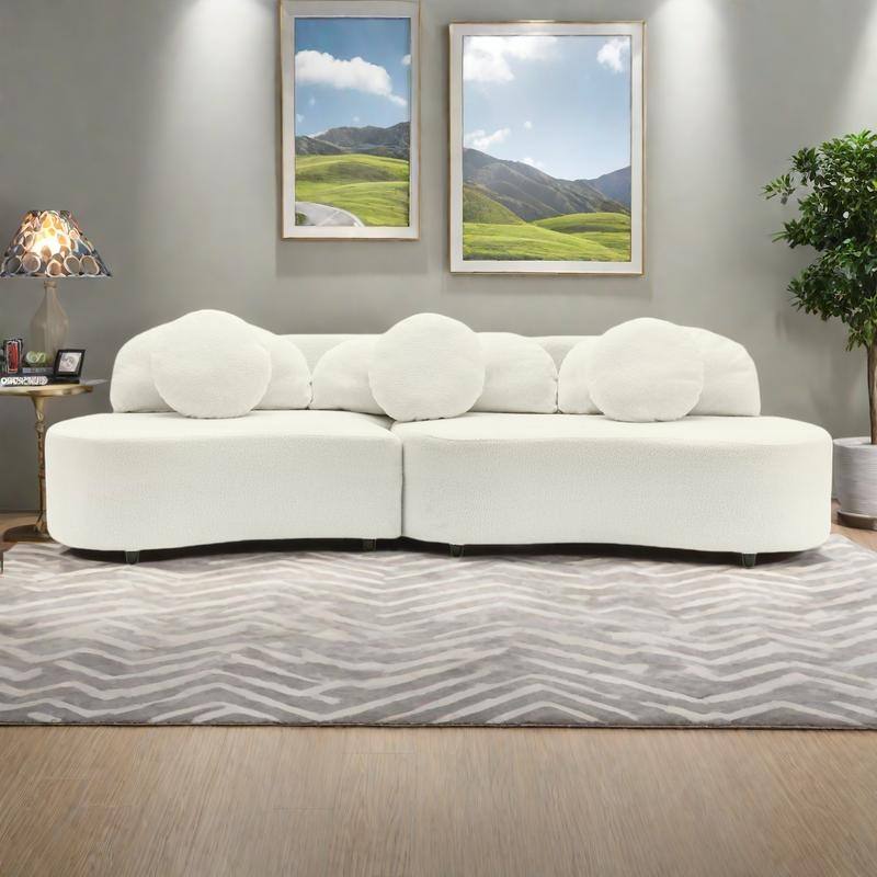 103.5" Lamb Velvet Armless Sofa with 6 Pillows and Floating Design