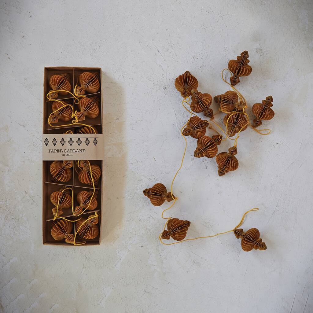 Handmade Recycled Paper Honeycomb Finial Garland with Glitter