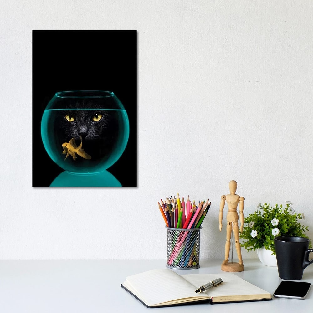 iCanvas "Black Cat Goldfish" by Vin Zzep Canvas Print