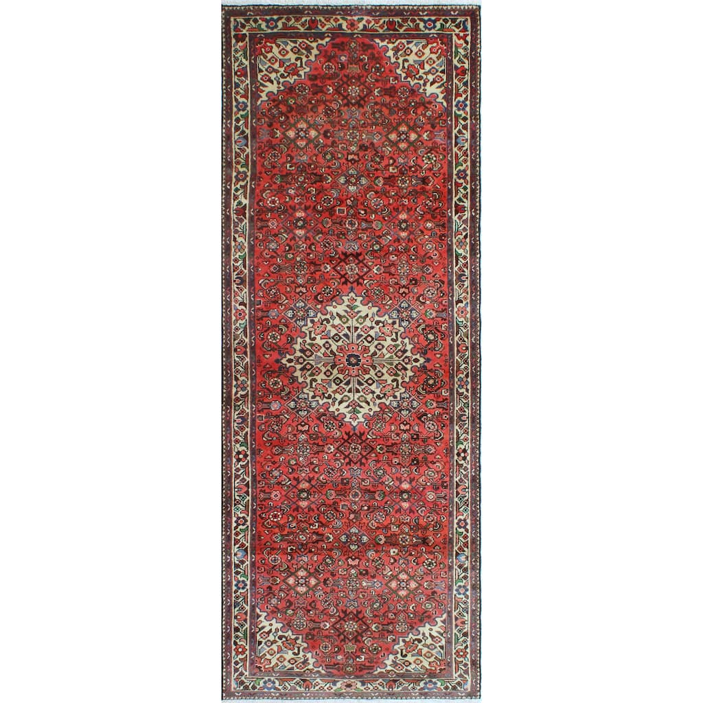 Fine Vintage Distressed Beldene Rust/Ivory Runner - 3'7" x 9'9"