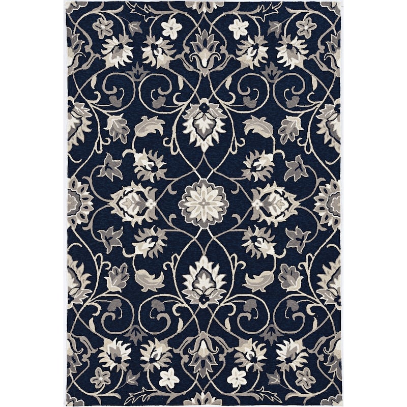 Domani Trails Contemporary Scrolls Hand-Woven Indoor / Outdoor Rug - 5' x 7'6"