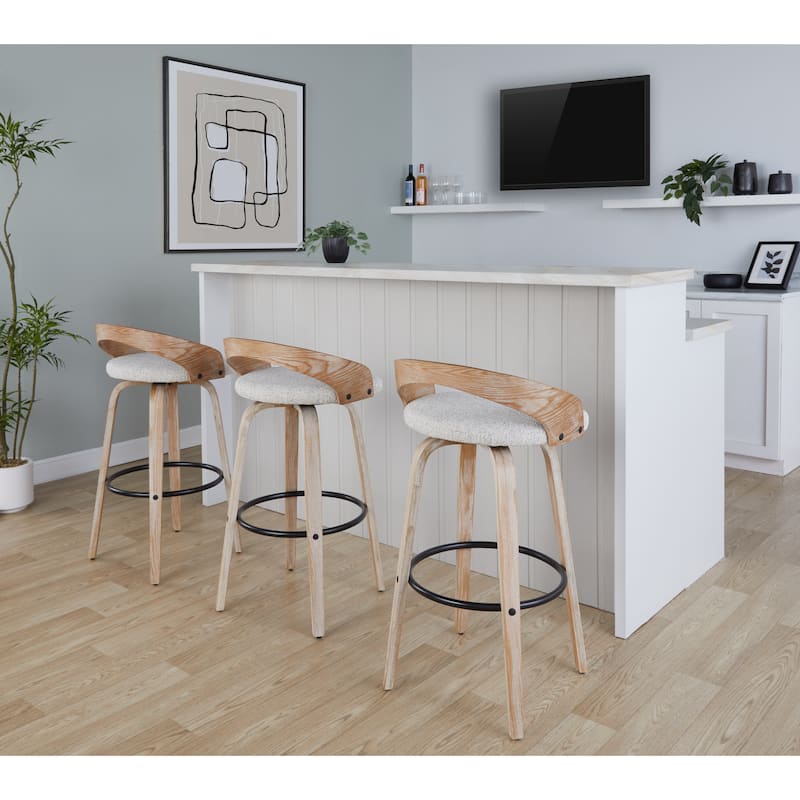 Carson Carrington Stavanger 30" Fixed-Height Bar Stool with Bent Wood Legs & Round Footrest (Set of 2)
