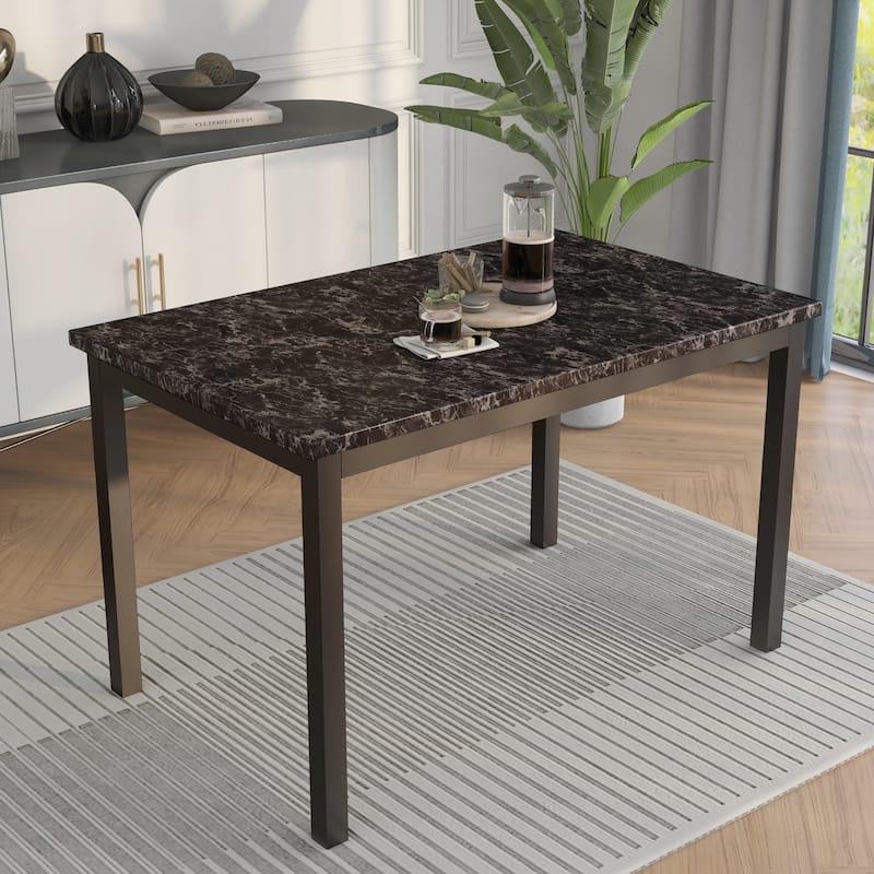Furniture of America Rath Traditional Black 48-inch Faux Marble Dining Table