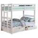 preview thumbnail 3 of 4, Batu Twin Over Twin Bunk Bed, White Wood Extendable, 2 Storage Drawers