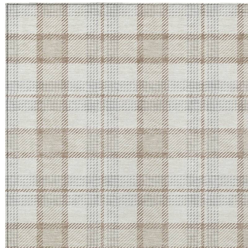 HomeRoots Plaid Transitional Rectangle Outdoor Rug