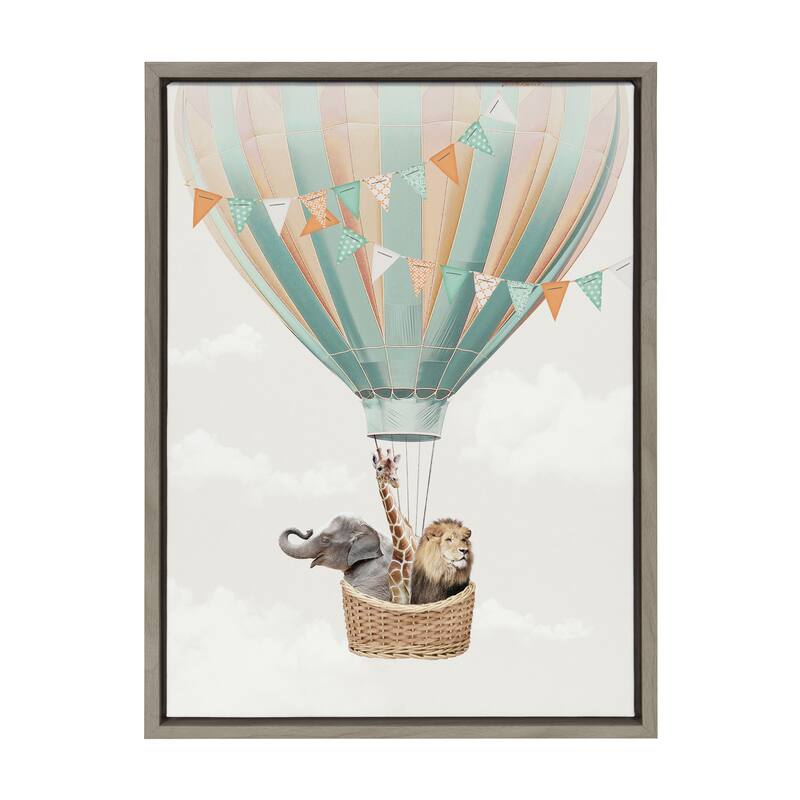 Kate and Laurel Sylvie Hot Air Balloon Travel Framed Canvas by July Art Prints