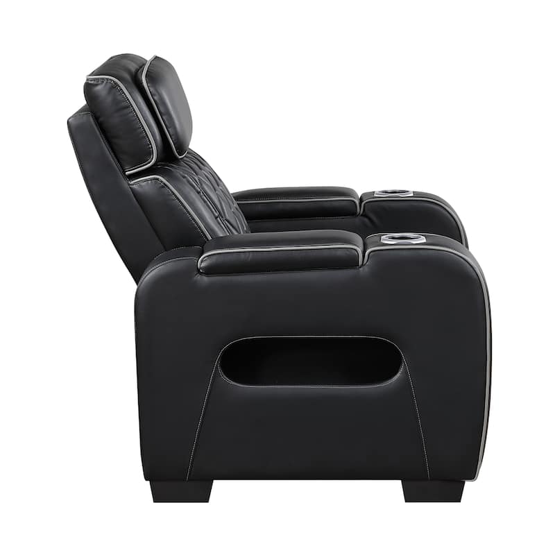 Ezra 37.5" Faux Leather Power Recliner - Power Heatrest, Cup Holders