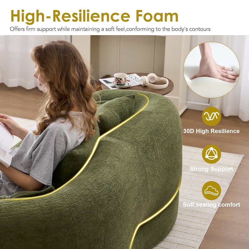 Modern 2-in-1 2-Seater Sofa Folding Sofa Bed with 4 Pillows, Chenille Fabric, for Apartment Living Rooms, Green