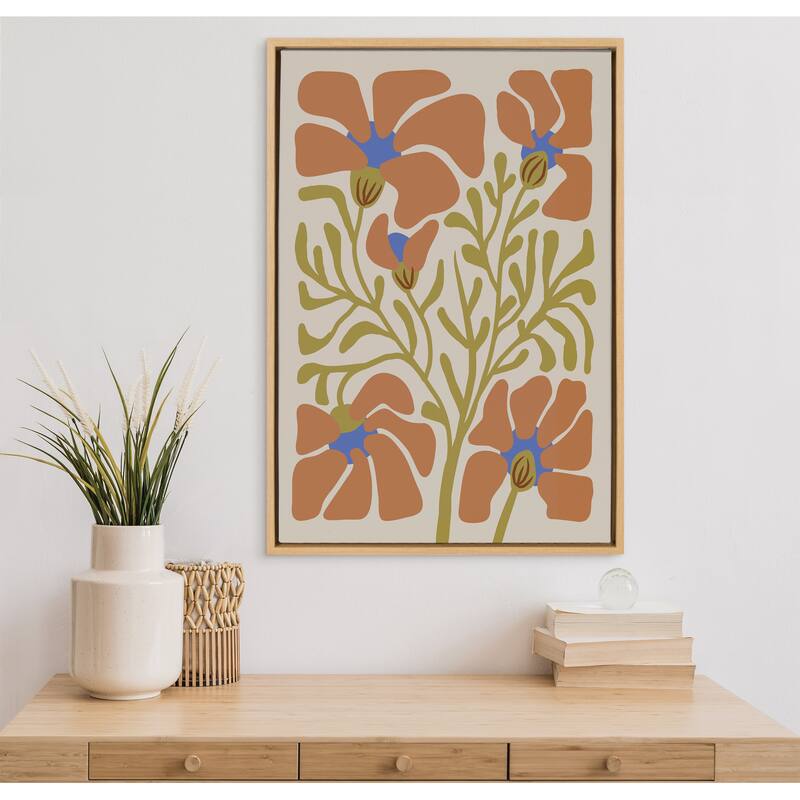 Kate and Laurel Plant Orange Framed Canvas by Creative Bunch Studio
