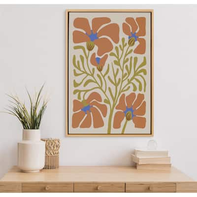 Kate and Laurel Plant Orange Framed Canvas by Creative Bunch Studio
