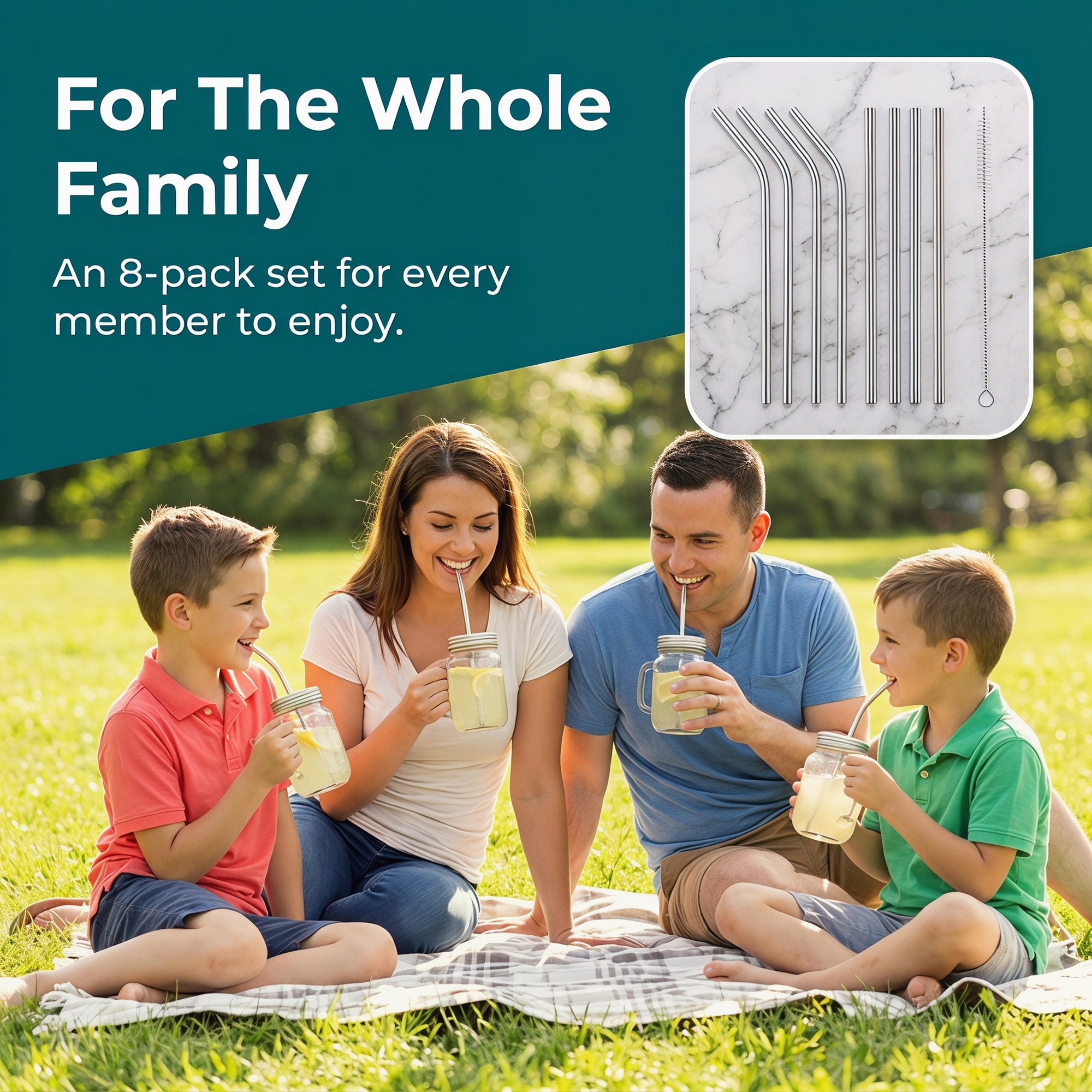 8 Reusable Stainless Steel Straws with Brush for 40 oz Tumbler