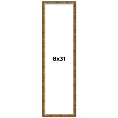 8x31 Frame Gold Solid Wood Picture Frame - Complete Modern Photo Frame