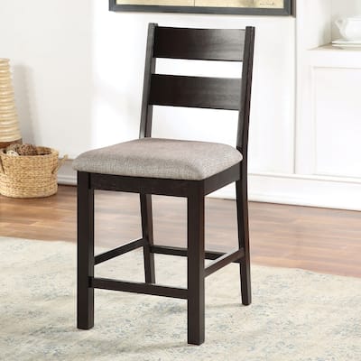 Willingham Farmhouse Espresso Wood Counter Height Chair by Furniture of America (Set of 2)