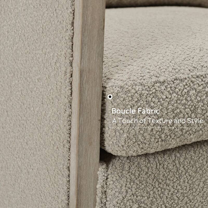 KINWELL 31"W Oak Frame Upholstered Swivel Barrel Armchair