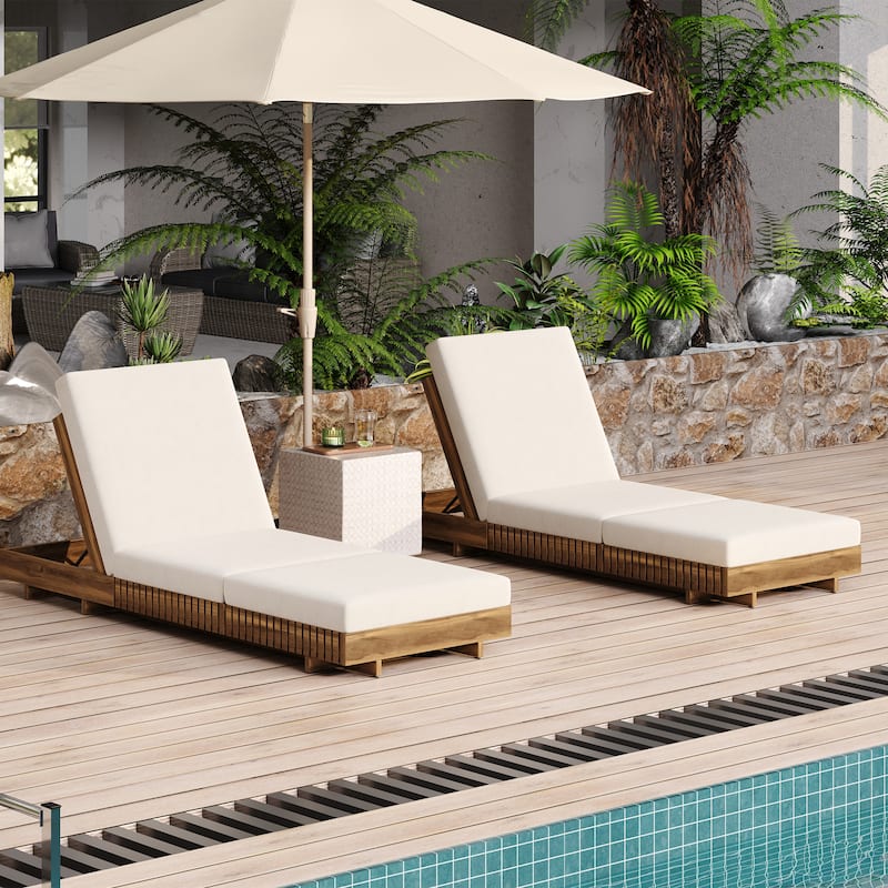 Christopher Knight Home- Lingard Outdoor Acacia Wood Chaise Lounge Set