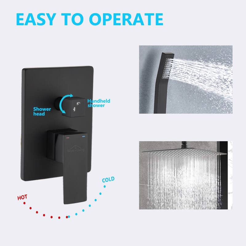 Proox 10" ORB Rainning Shower Wall Mounted with Pressure Balancing Valve - 10 inch