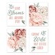 preview thumbnail 1 of 4, Boho Shabby Chic Floral Girl Wall Decor Art Prints 4pc Ivory Bohemian Vintage Garden Watercolor Flower Nature Elegant Dusty Rose