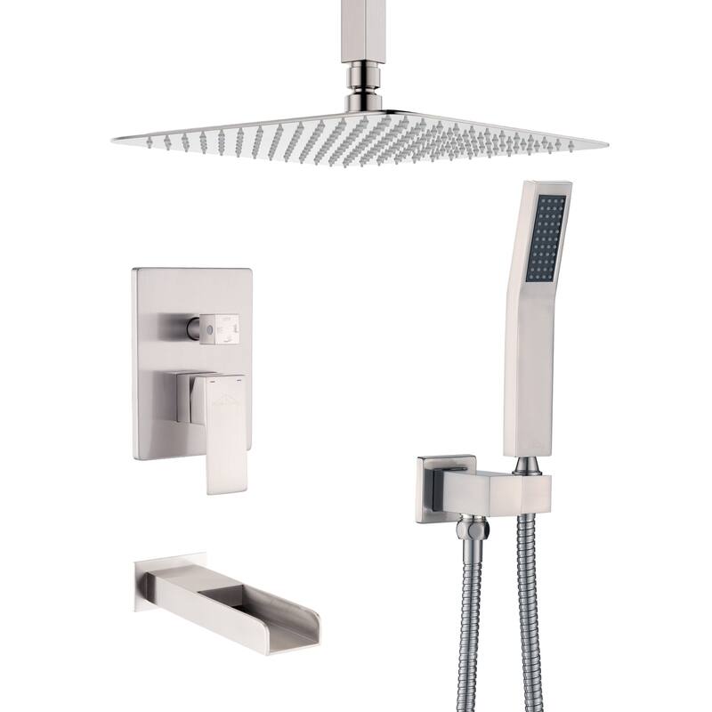 Proox 10" RainfallSquared Shower Head Handheld w/ Tub Spout Wall Mounted