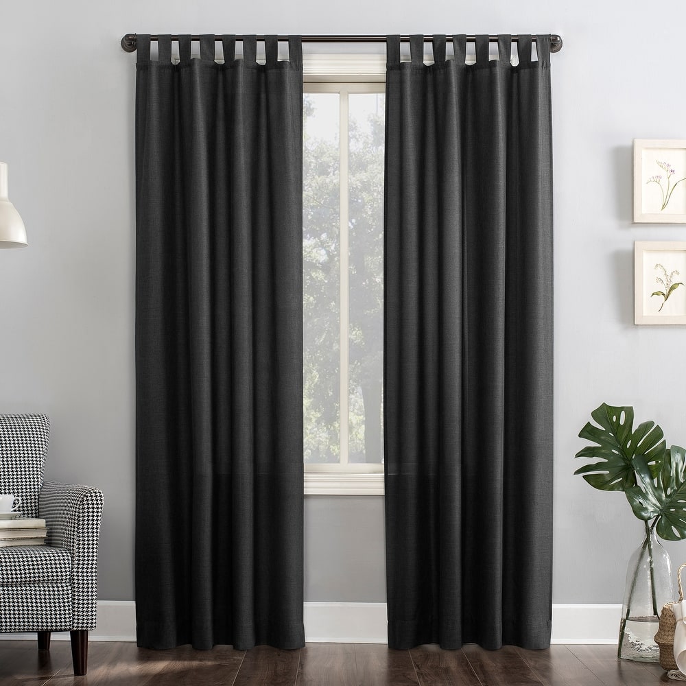 No. 918 Jacob Heathered Texture Semi-Sheer Tab Top Curtain Panel, Single Panel