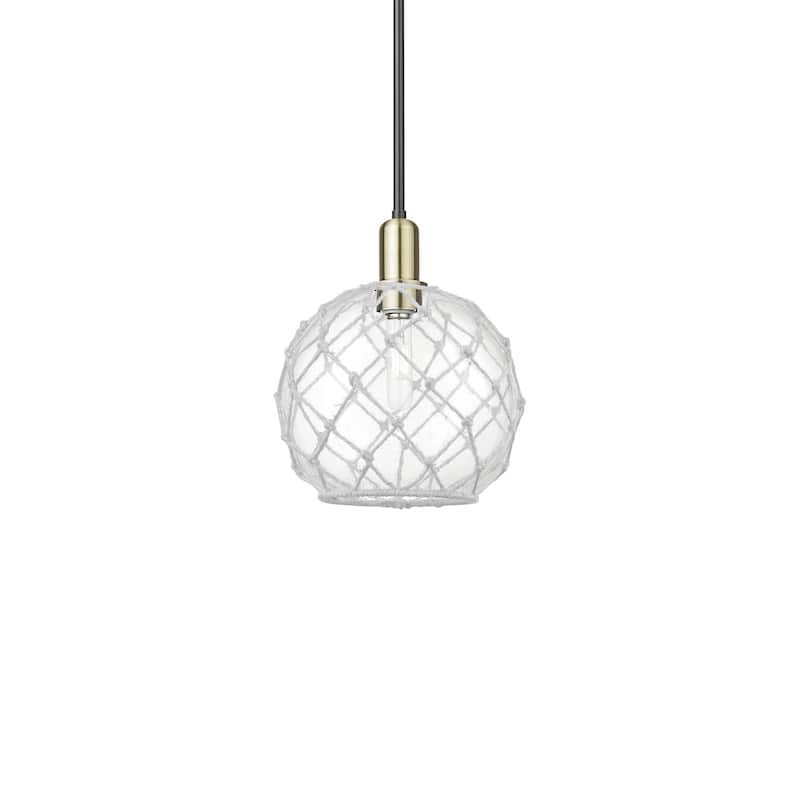 Innovations Lighting 716-1S-13-10 Farmhouse Rope Pendant Farmhouse - Black Antique Brass / Clear Glass with White Rope