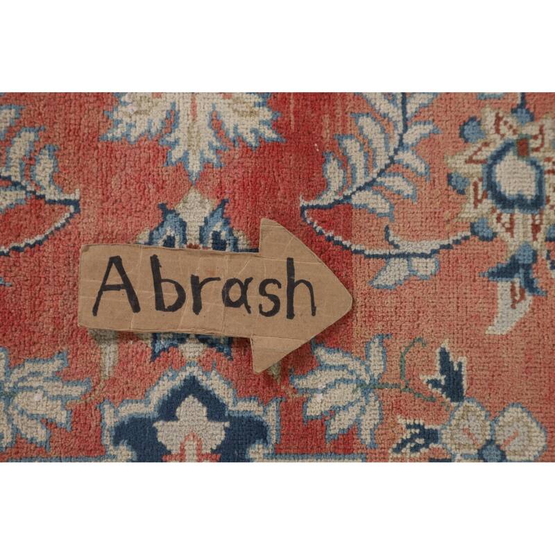 Distressed Kashan Persian Antique Area Rug Handmade Wool Carpet - 7'2"x 10'0"