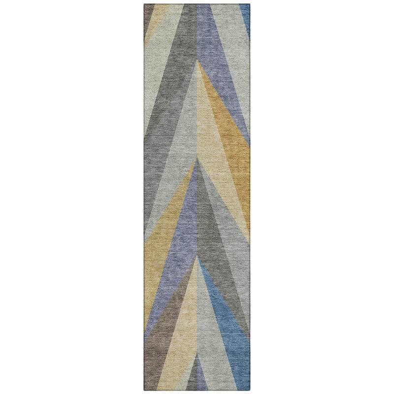 Machine Washable Indoor/ Outdoor Modern Chevron Chantille Rug