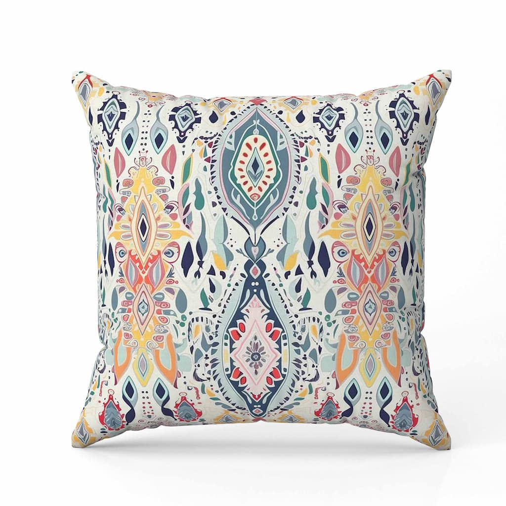 Ethnic Elegance Indoor/Outdoor Reversible Throw Pillow Blue and Orange
