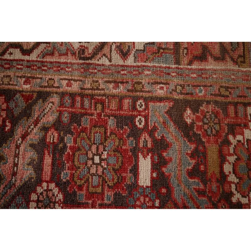 Heriz Persian Antique Area Rug Handmade Orange Wool Carpet - 8'7"x 10'11"
