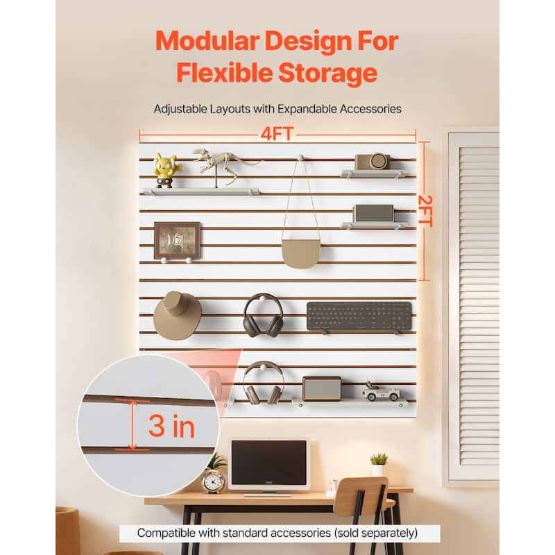 4 x 4 Feet MDF Garage Slat Wall Panel with Modular Design Ideal for Use in Workshops and other Space - 48" x 48" x 0.70"