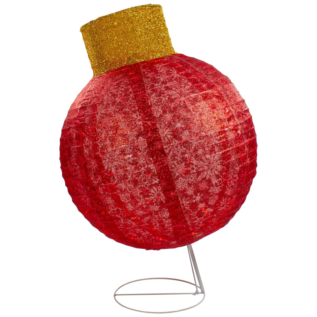 38" LED Twinkling Red Tinsel Ornament Outdoor Christmas Decoration