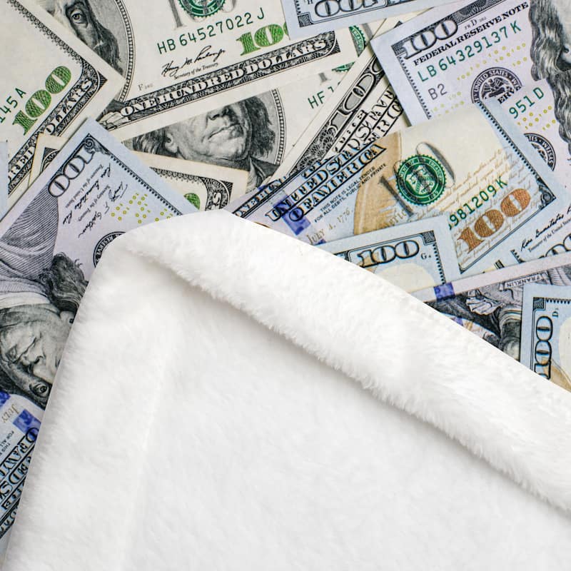 Money Flannel Fleece Blanket 100 Dollar Bills Pattern Print for Couch Bed Sofa