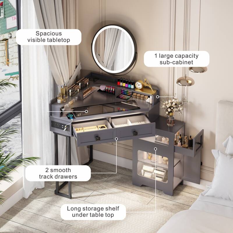 Corner Makeup Vanity With Mirror