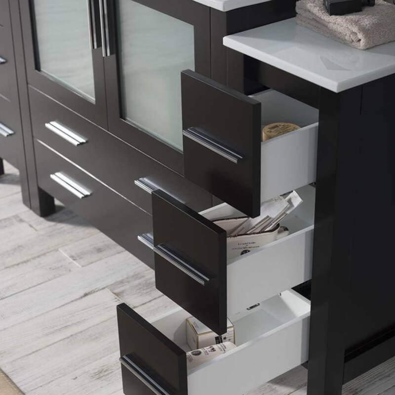 Blossom Sydney 60 Inch Solid Wood Double Sink Vanity with Side Cabinet