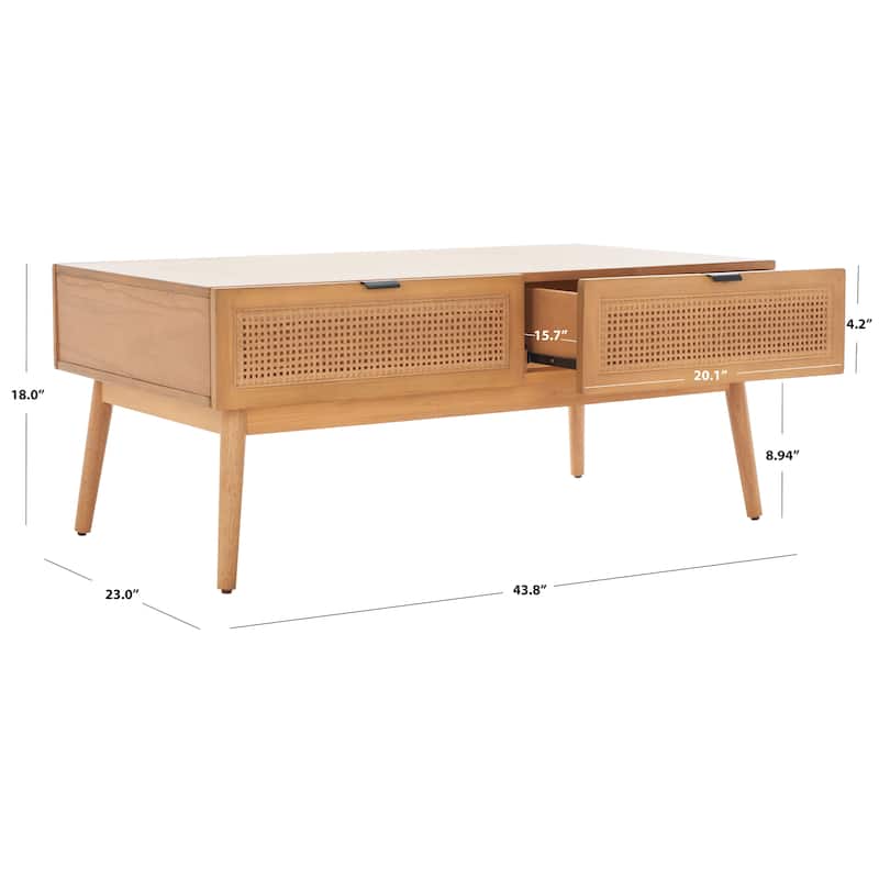 SAFAVIEH Luberta 2-Drawer Coffee Table - 44" L x 23" D x 18" H - 44Wx23Dx18H - Natural
