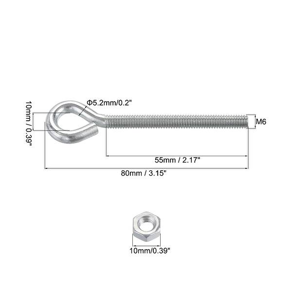 M6x60mm Eye Hooks Screws Bolts Kit,10pcs Carbon Steel Hanger Eyelet