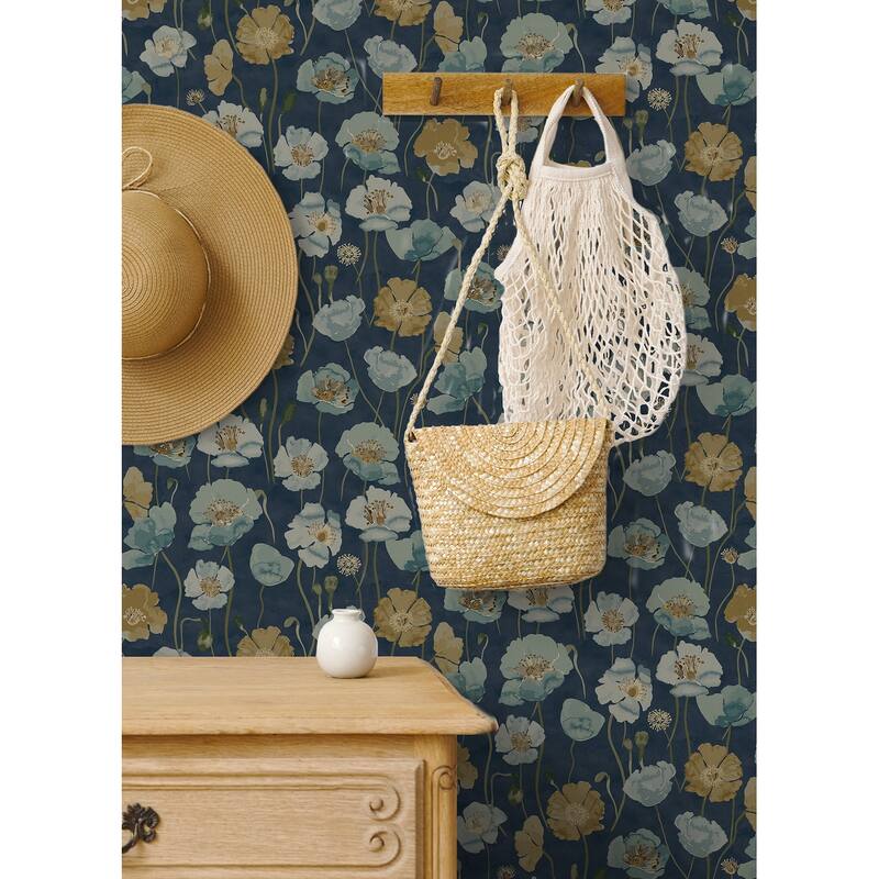 NuWallpaper Adelia Indigo Peel and Stick Wallpaper