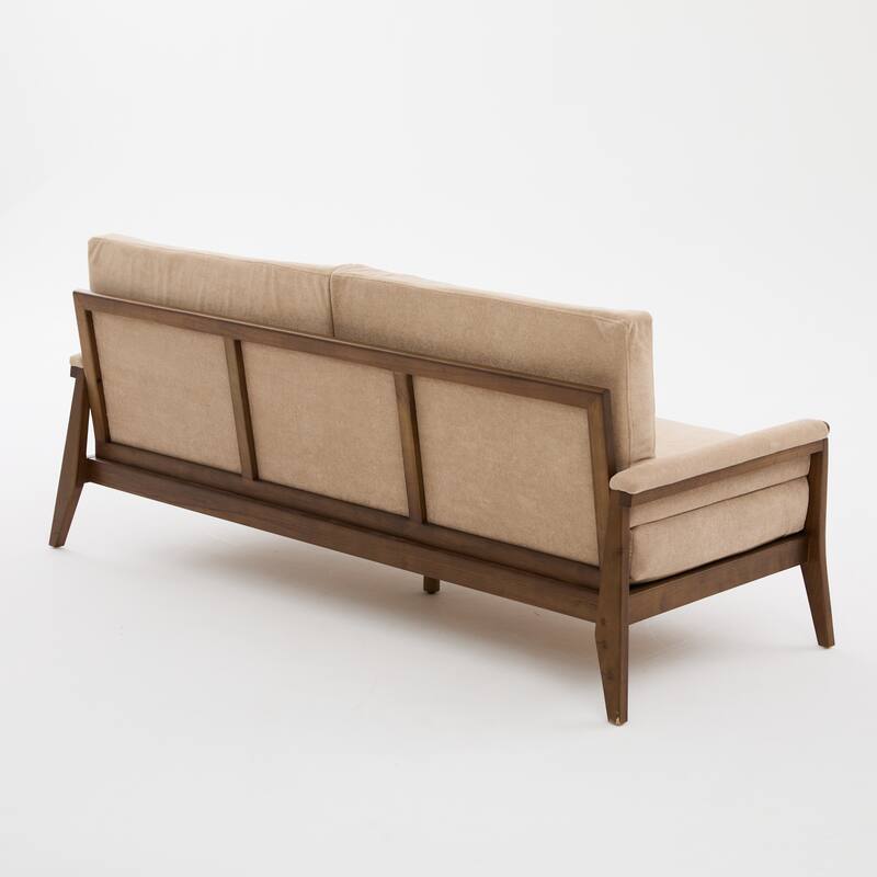 Christopher Knight Home - Mid-Century Modern 3-Seater 74" Upholstered Sofa with Solid Wood Frame