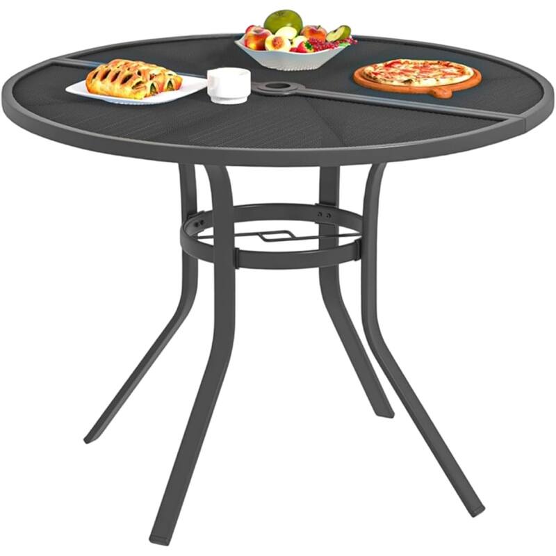 AECOJOY Metal Patio Dining Table ,Weather-Resistant Table - Round
