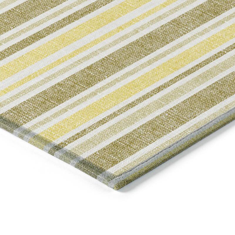 Machine Washable Indoor/ Outdoor Multi Cabana Stripe Chantille Rug