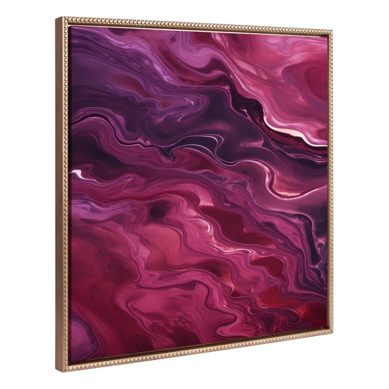 Kate and Laurel Sylvie Tonal Purple Plum Framed Canvas by Creative Bunch Studio