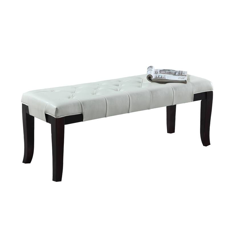 Linon Tufted Bench, Fabric/Faux Leather - White