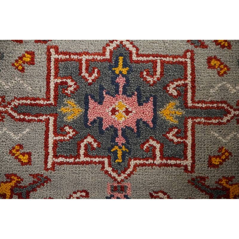 Geometric Green Kazak Indian Runner Rug Hand-knotted Wool Carpet - 2'6"x 9'11"