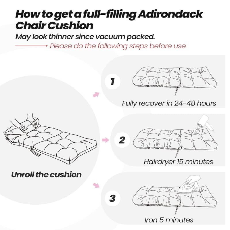 Adirondack Style Patio Outdoor Chair Cushion for Adirondack Chair or Lounge Rocking Chair - See picture