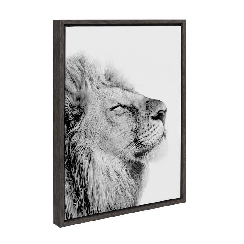Kate and Laurel Sylvie Self Actualizing Lion Canvas by Amy Peterson - 18x24 - Plastic - Pewter
