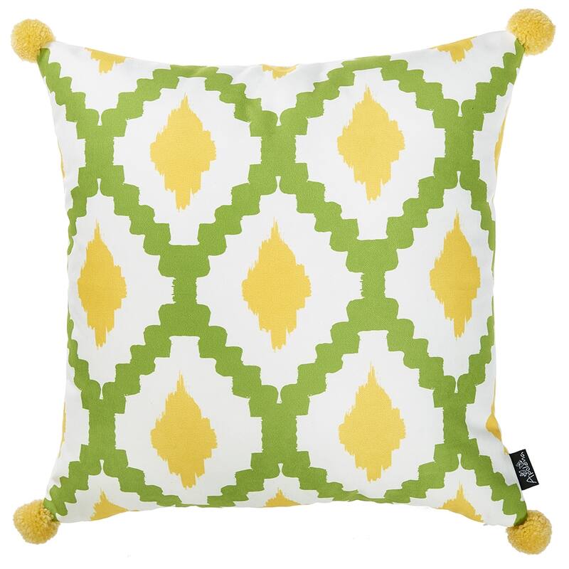 HomeRoots 18" Yellow and White Throw Pillow Cover