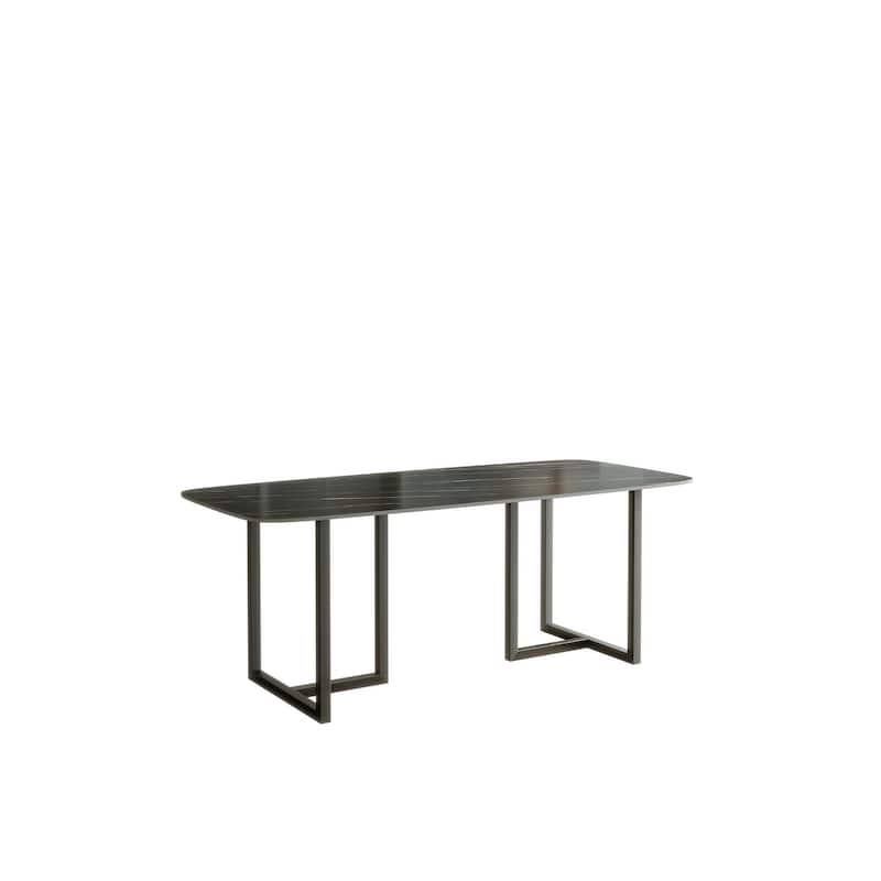 Lesly Modern Rectangle Black 70.86in. Dining Table(8 Seats) - 70.86"D×35.43"W×29.52"H