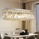 preview thumbnail 20 of 18, 6 lights Rectangle Crystal Chandeliers for Dining Room, 39" Large Linear Water Ripple Glass Island Light Fixture